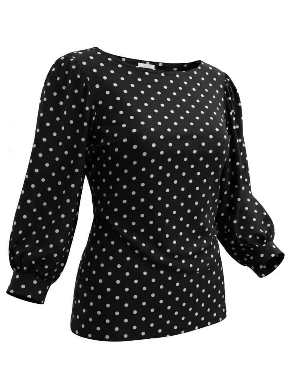 Sweet Pea by Stacy Frati Black & White Polka Dot Puff Sleeve Blouse - M
